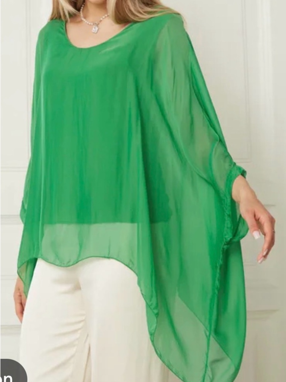 Vibrant Green Flowing Silk Top